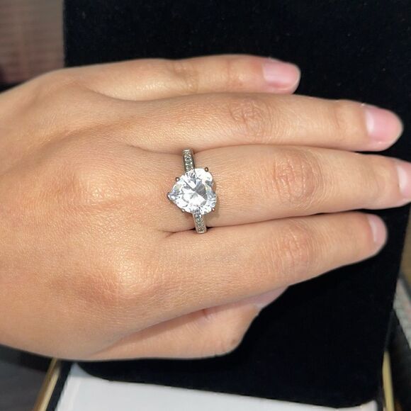 Costume heart silver tone ring - Picture 1 of 6